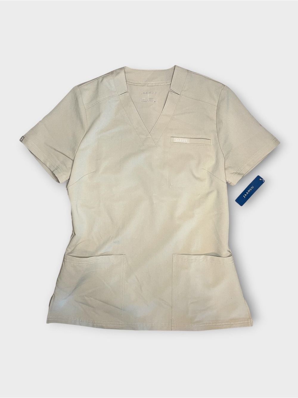 Jaanuu Beige V-neck 3 Pocket Scrub Top